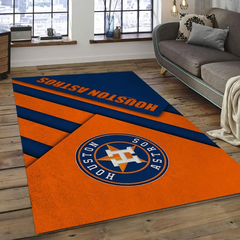 Mlb houston astros baseball team logo rectangle area ha27 Rectangle Rug