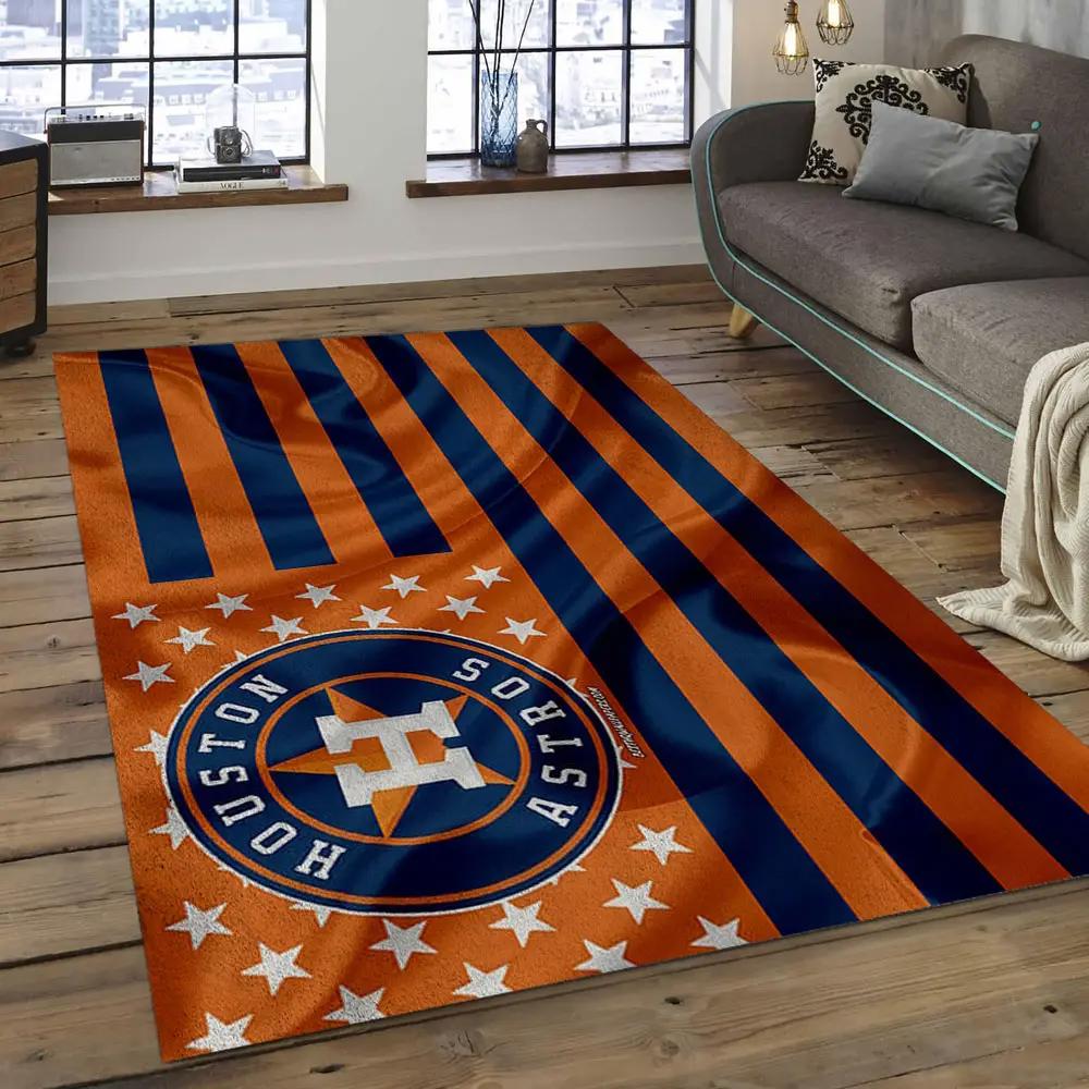 Mlb houston astros baseball team logo rectangle area ha29 Rectangle Rug