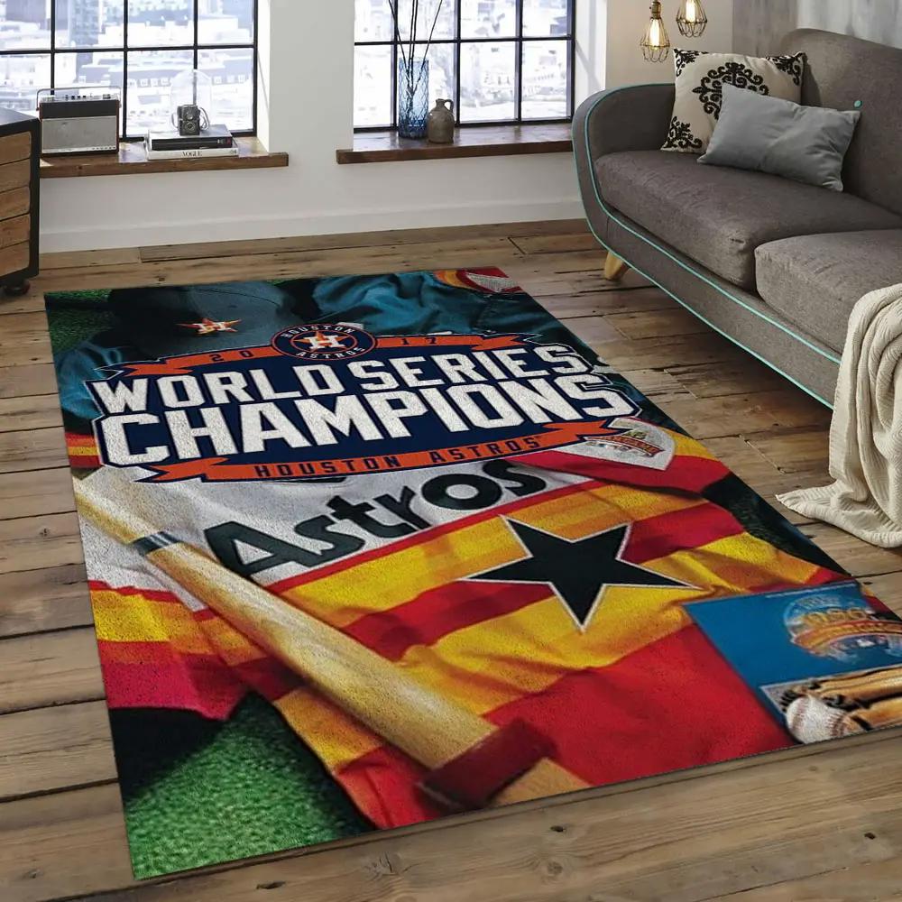 Mlb houston astros baseball team logo rectangle area ha33 Rectangle Rug