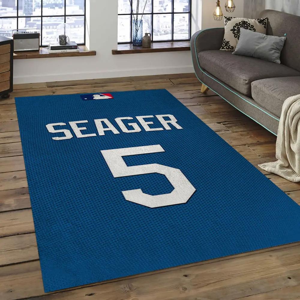 Mlb los angeles dodgers baseball team logo rectangle area lad20 Rectangle Rug