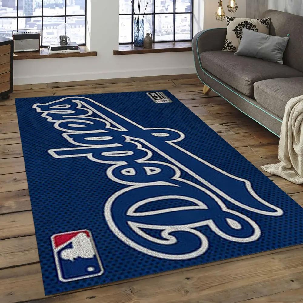 Mlb los angeles dodgers baseball team logo rectangle area lad24 Rectangle Rug