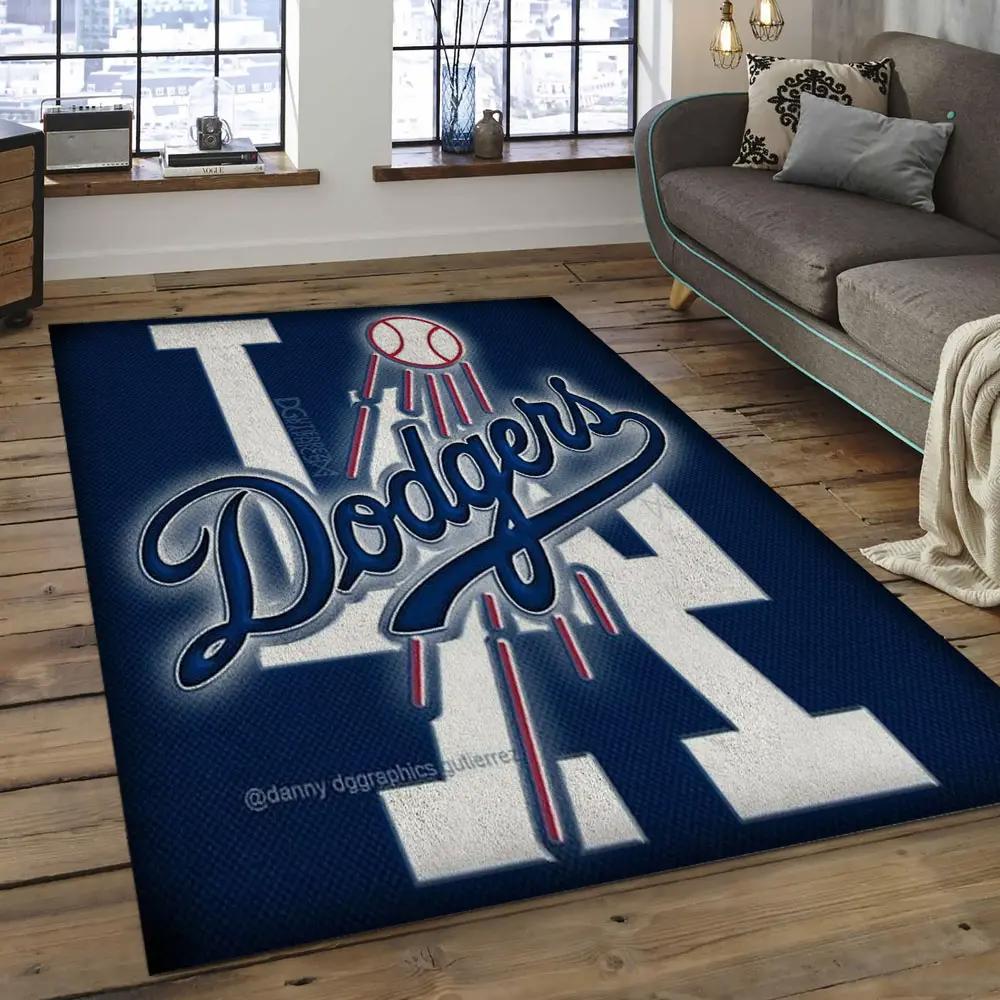 Mlb los angeles dodgers baseball team logo rectangle area lad37 Rectangle Rug