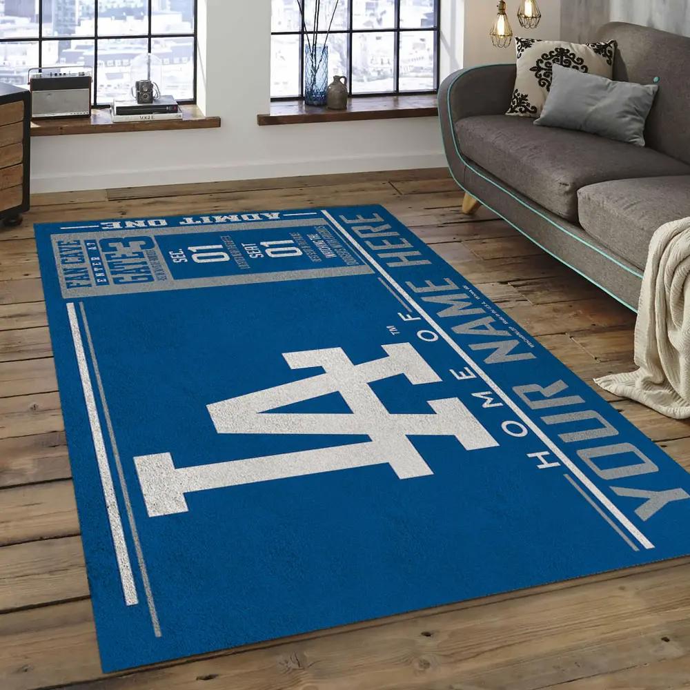 Mlb los angeles dodgers baseball team logo rectangle area lad54 Rectangle Rug