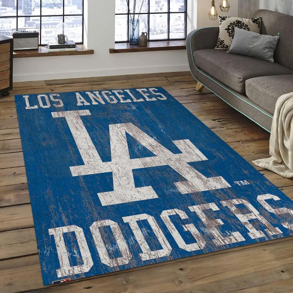 Mlb los angeles dodgers baseball team logo rectangle area lad65 Rectangle Rug