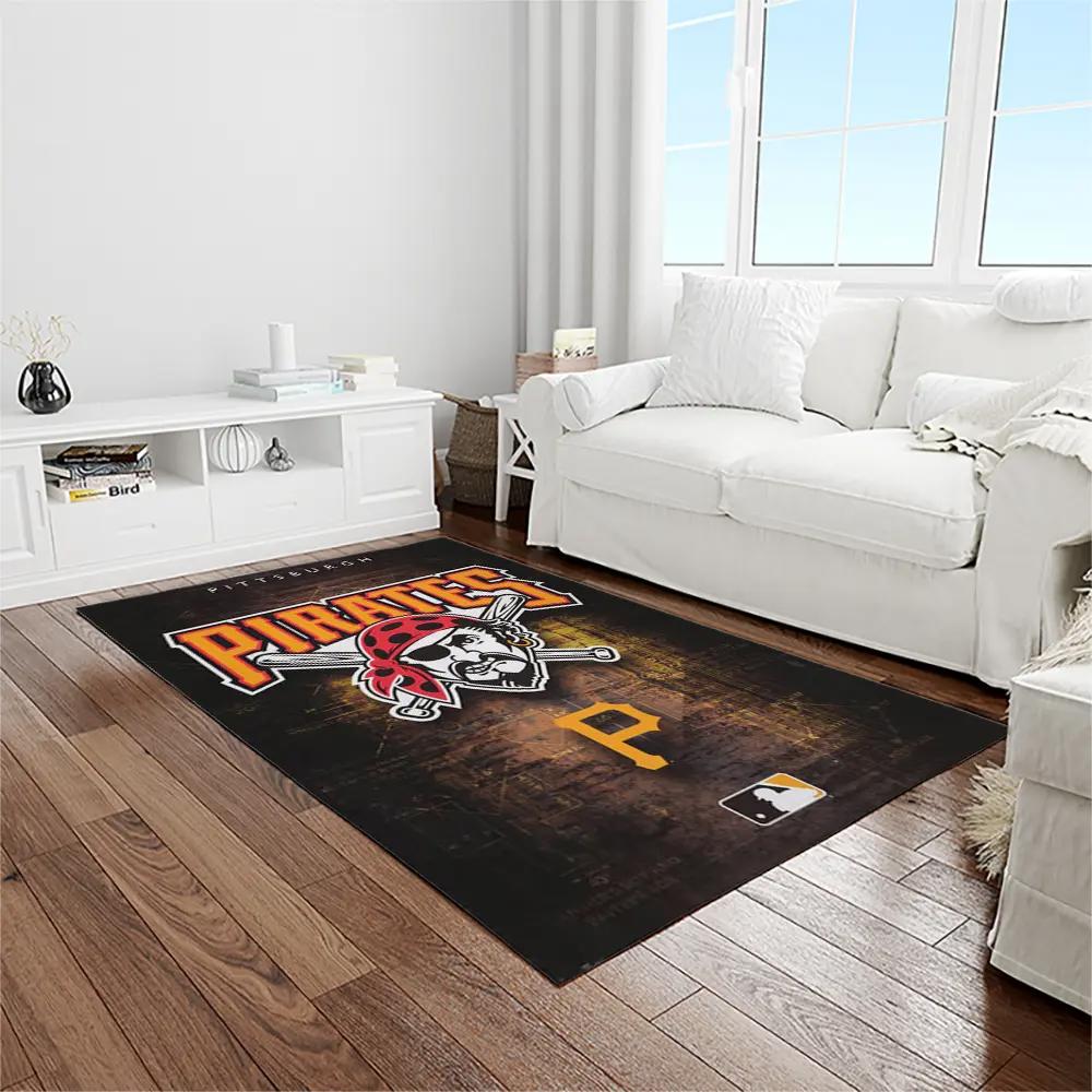 Mlb pittsburgh pirates baseball team logo rectangle area rug pp21 Rectangle Rug