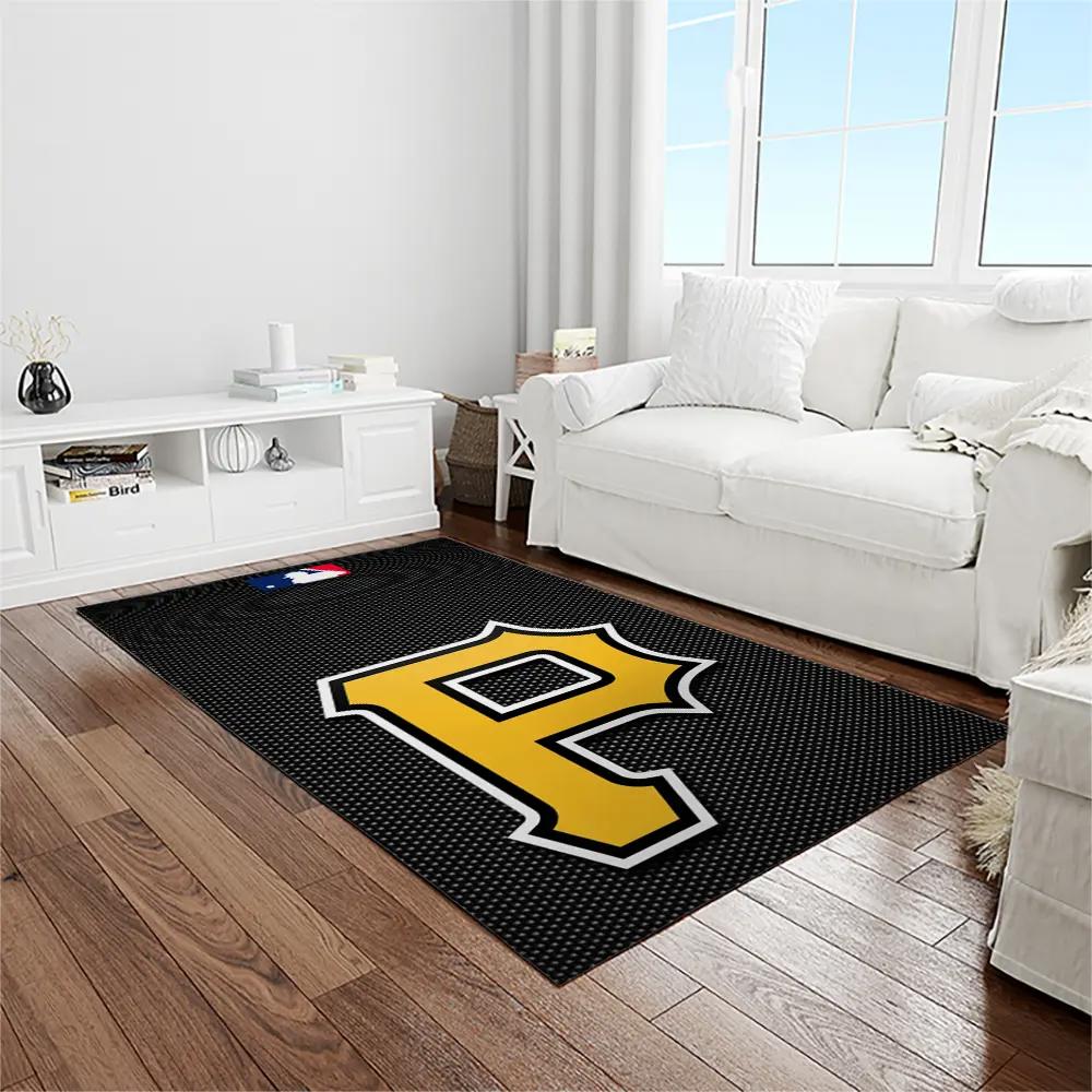 Mlb pittsburgh pirates baseball team logo rectangle area rug pp28 Rectangle Rug