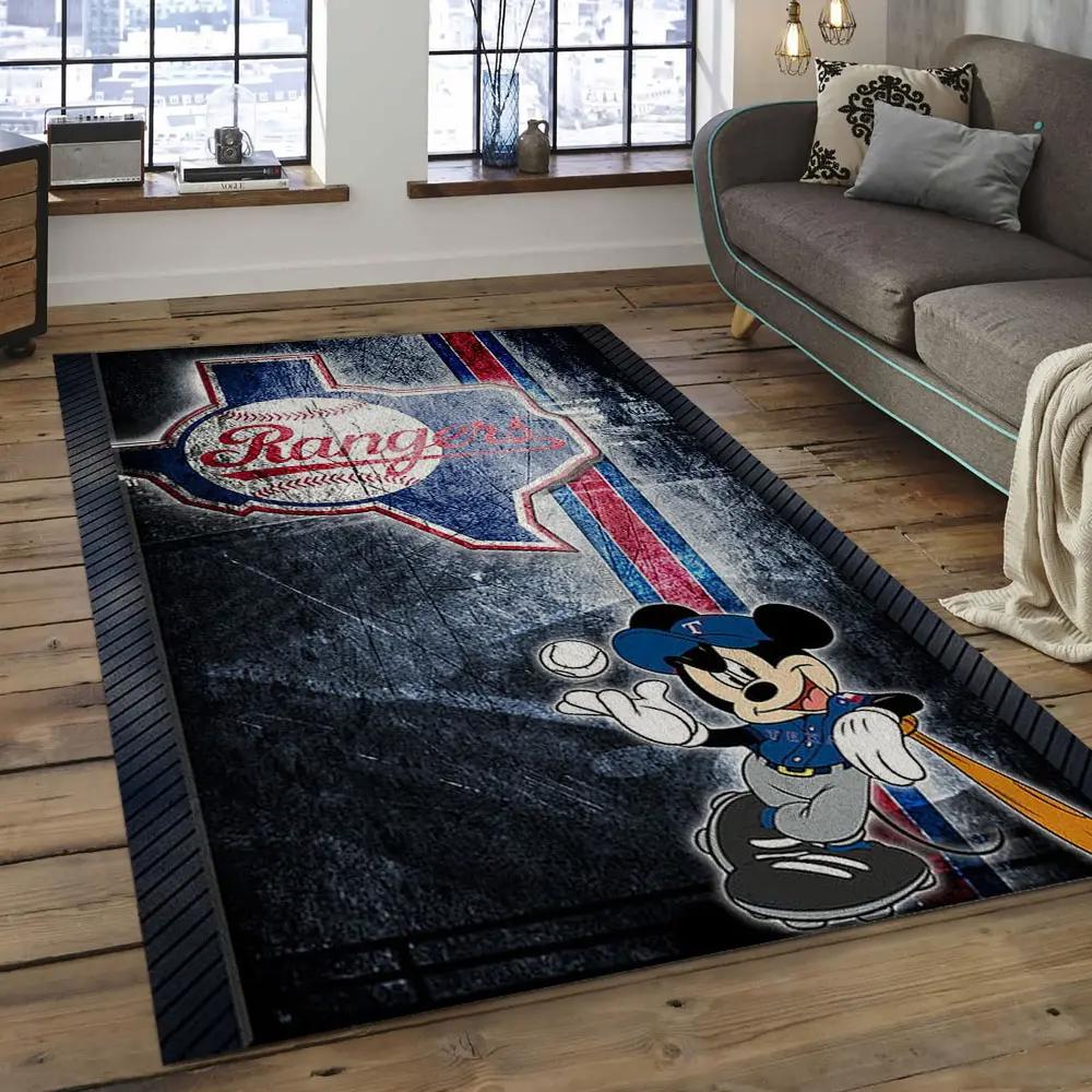 Mlb texas rangers baseball team logo rectangle area tr11 Rectangle Rug