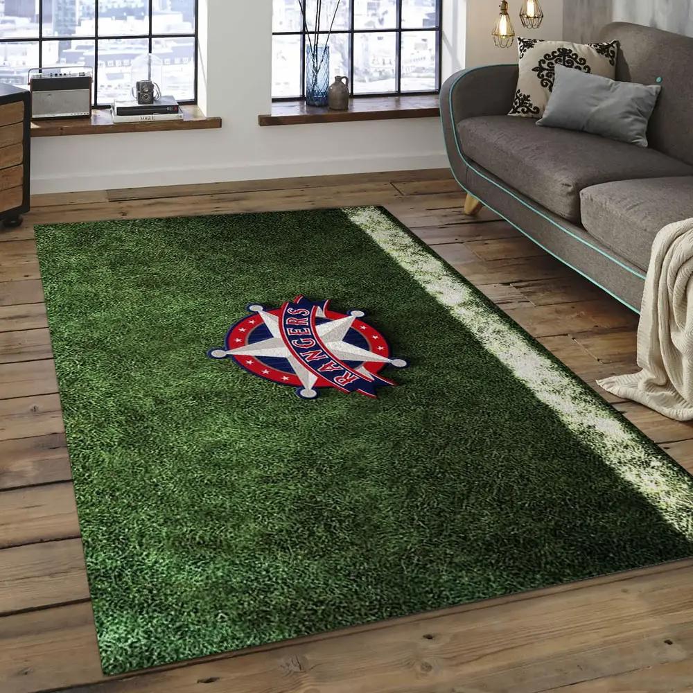 Mlb texas rangers baseball team logo rectangle area tr14 Rectangle Rug