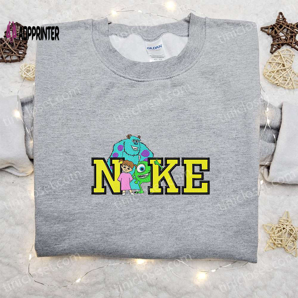 Monsters corp x nike cartoon embroidered sweatshirt – monsters inc & nike inspired shirt Embroidered Shirt