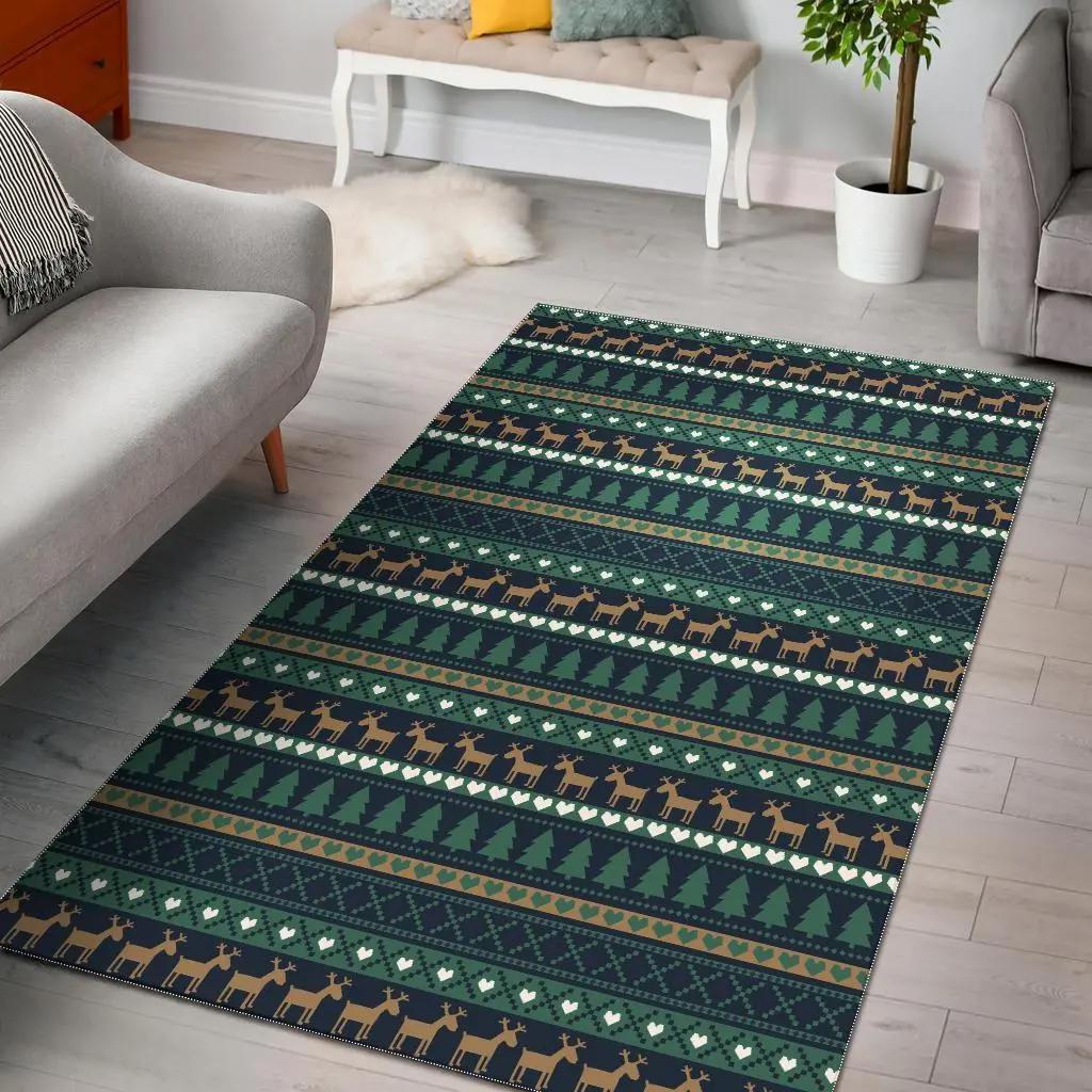 Moose christmas tree pattern print area rug living room rug home decor Rectangle Rug