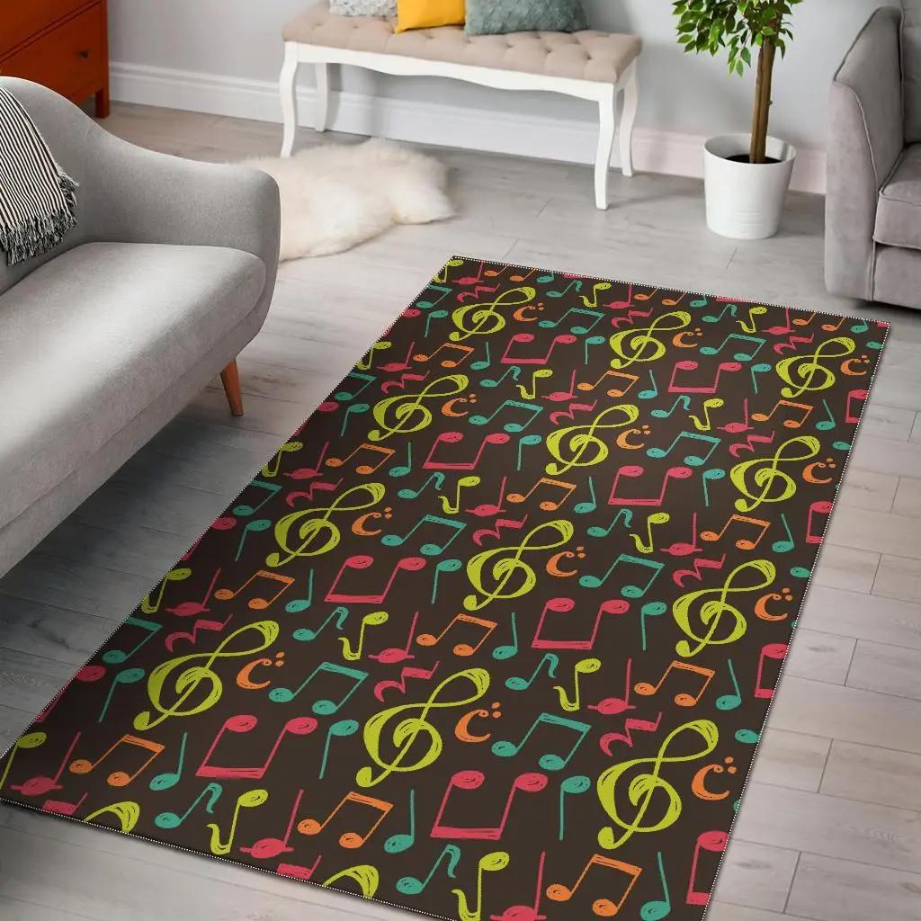 Music note colorful pattern print area rug living room rug home decor Rectangle Rug