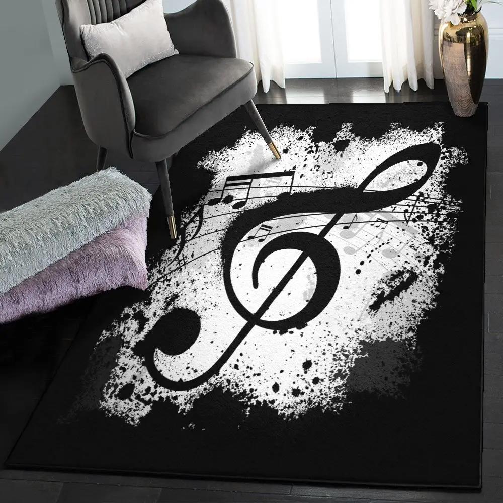 Music note large living room rugs, music note black gs cl rug Rectangle Rug