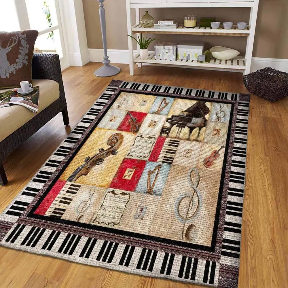 Music rug rcdd81f10674 area rug living room carpet rug regtangle carpet floor decor home decor Rectangle Rug