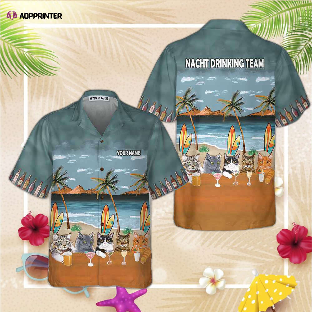 Nacht drinking team cat beer alcohol custom hawaiian shirt for men women Hawaii Shirt