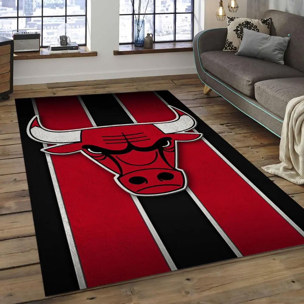 Nba chicago bulls basketball legend team logo rectangle area cb01 Rectangle Rug