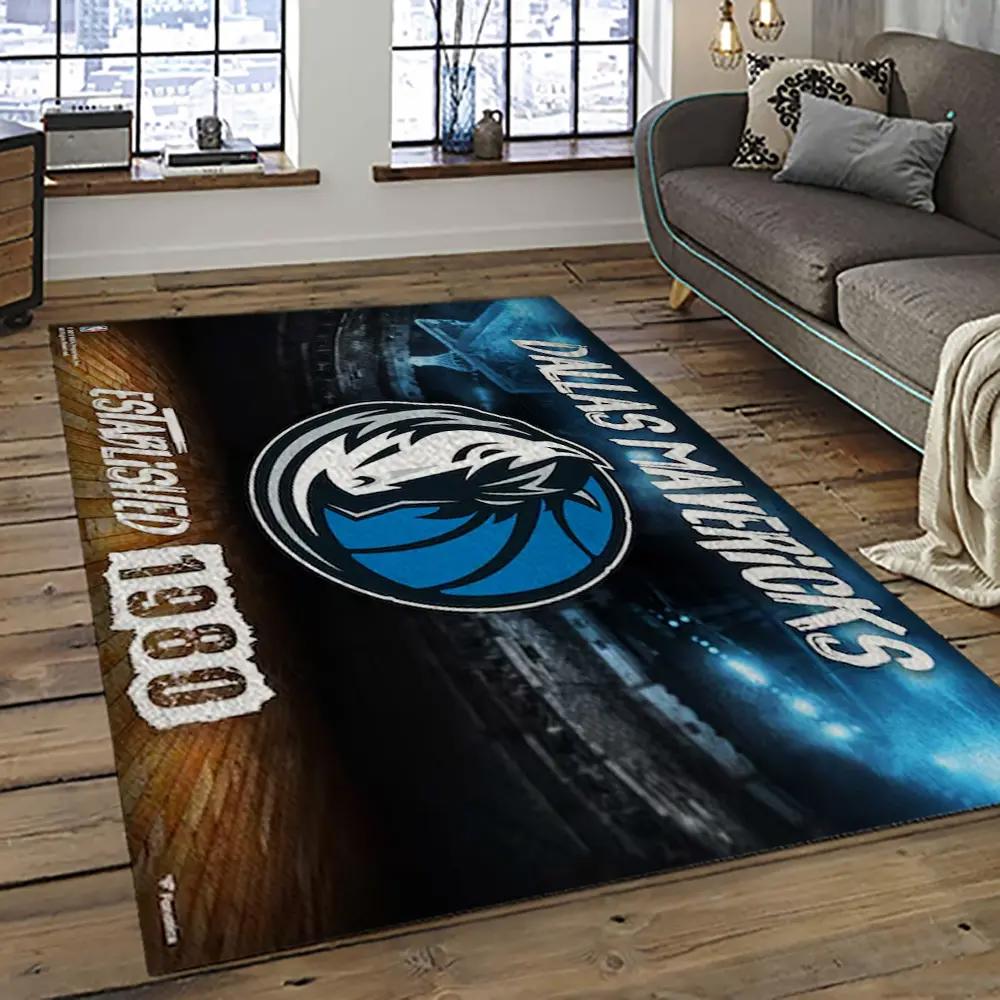 Nba dallas mavericks basketball team logo sport carpet rectangle area rug for living room dmr6 Rectangle Rug