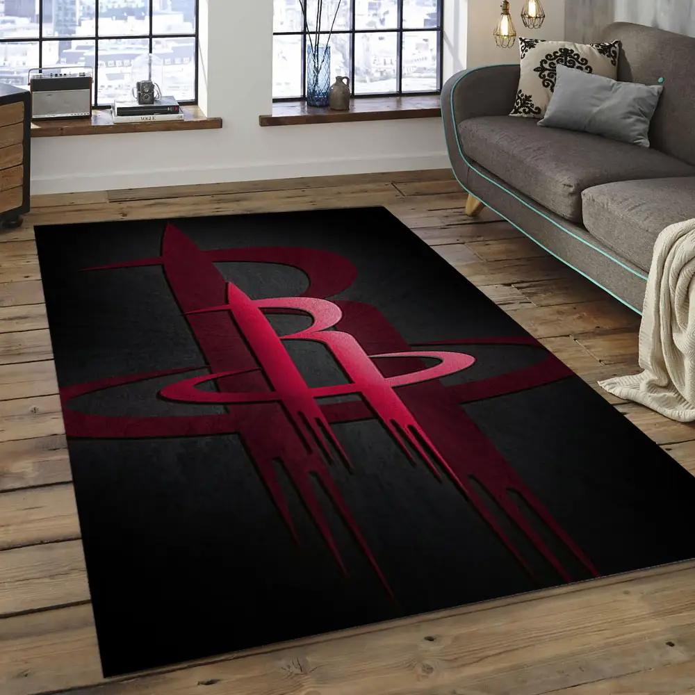 Nba houston rockets basketball legend team logo rectangle area hr06 Rectangle Rug