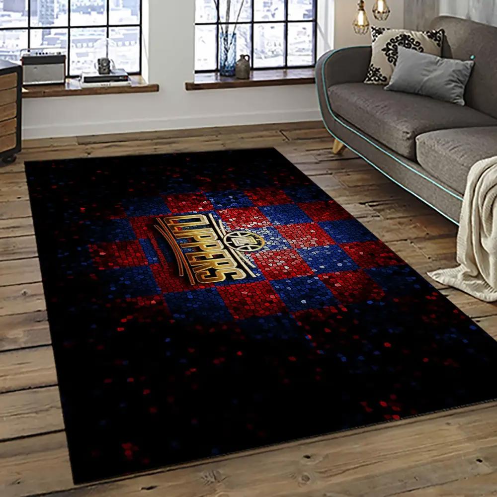 Nba los angeles clippers basketball team logo sport carpet rectangle area rug for living room lac39 Rectangle Rug