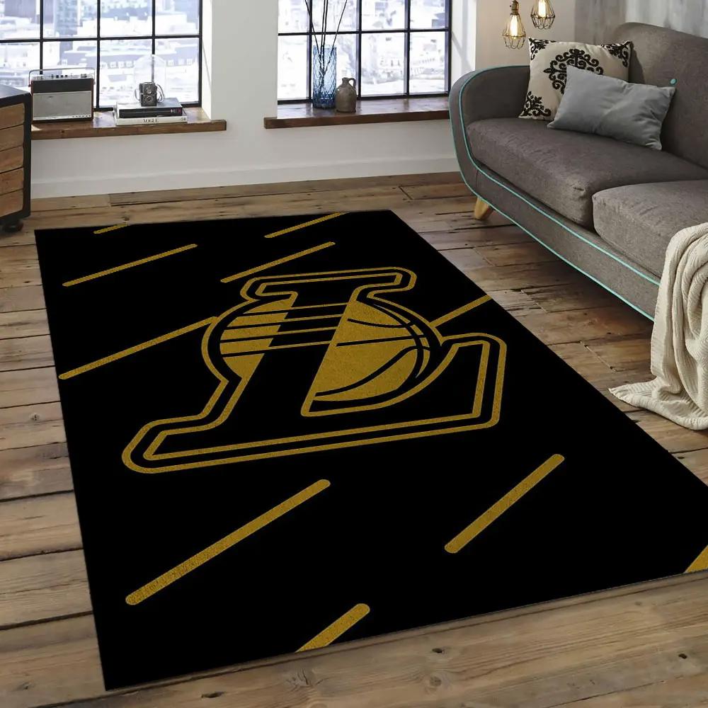 Nba los angeles lakers basketball legend team logo rectangle area lal15 Rectangle Rug