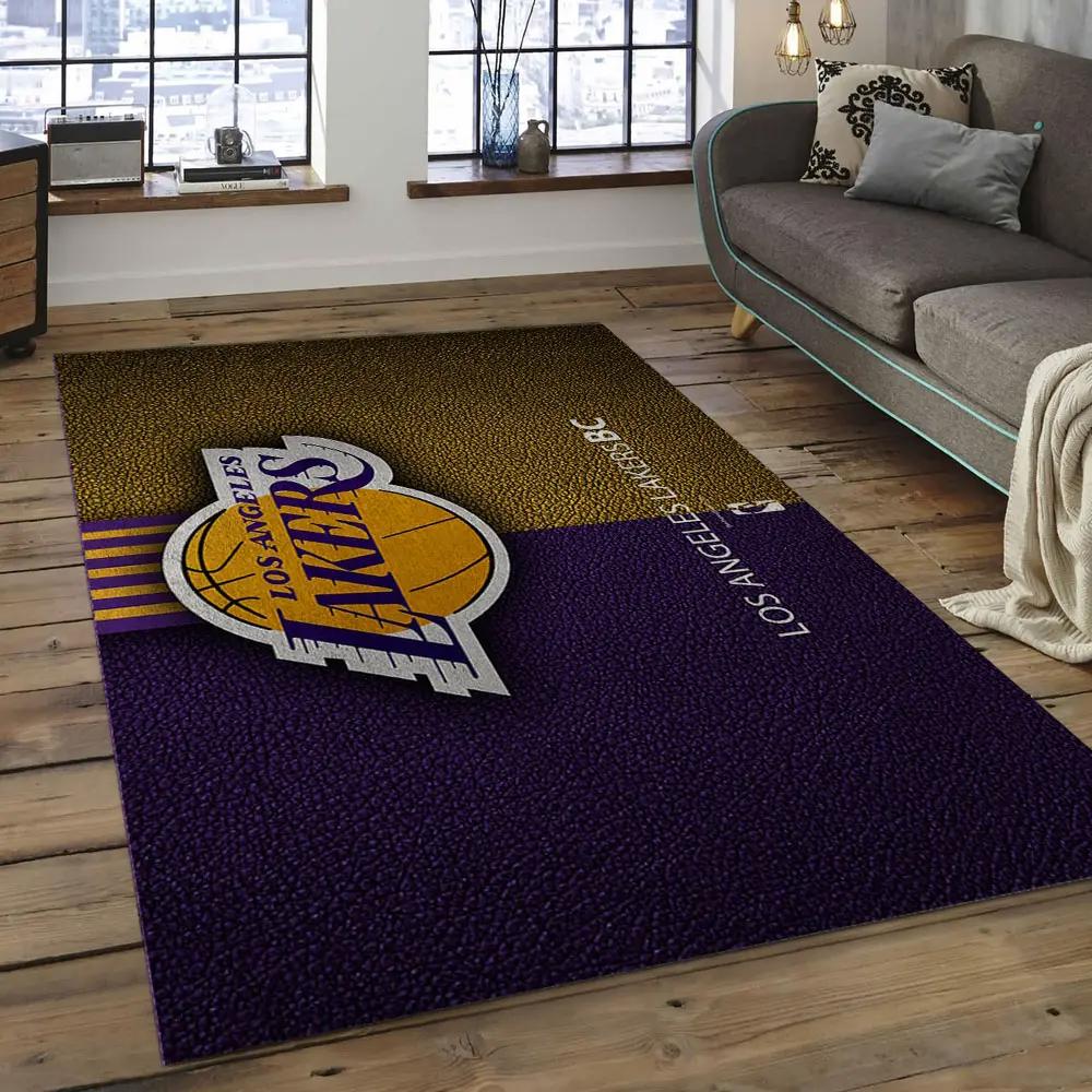 Nba los angeles lakers basketball legend team logo rectangle area lal18 Rectangle Rug