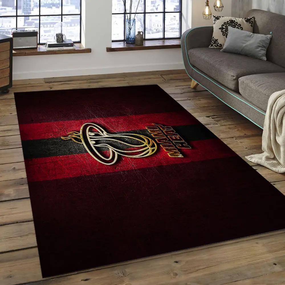 Nba miami heat basketball legend team logo rectangle area mh02 Rectangle Rug