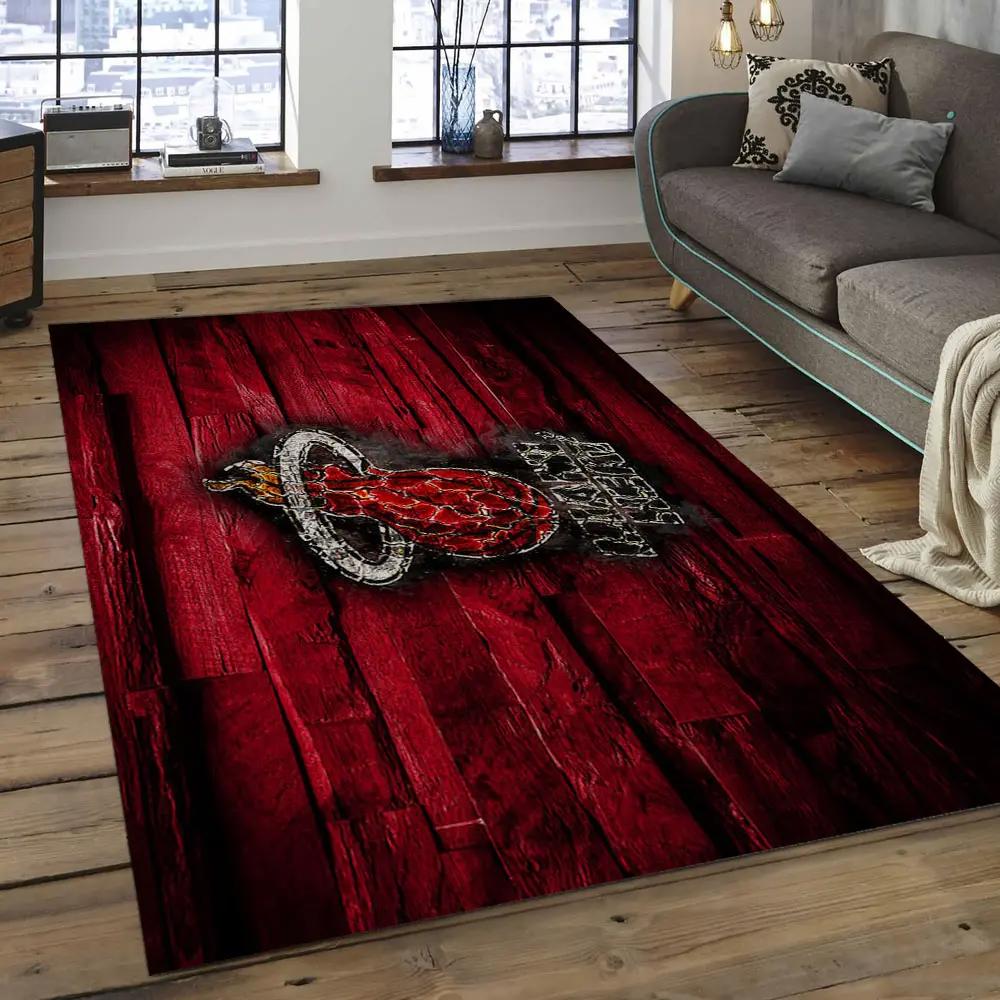 Nba miami heat basketball legend team logo rectangle area mh13 Rectangle Rug