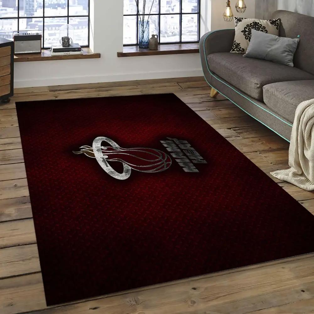 Nba miami heat basketball legend team logo rectangle area mh36 Rectangle Rug