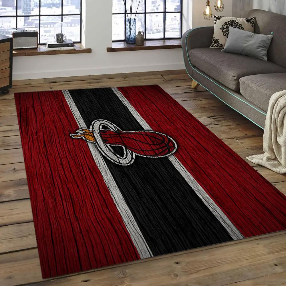 Nba miami heat basketball legend team logo rectangle area mh40 Rectangle Rug