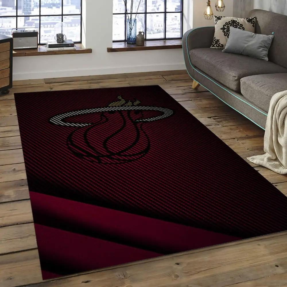 Nba miami heat basketball legend team logo rectangle area mh43 Rectangle Rug