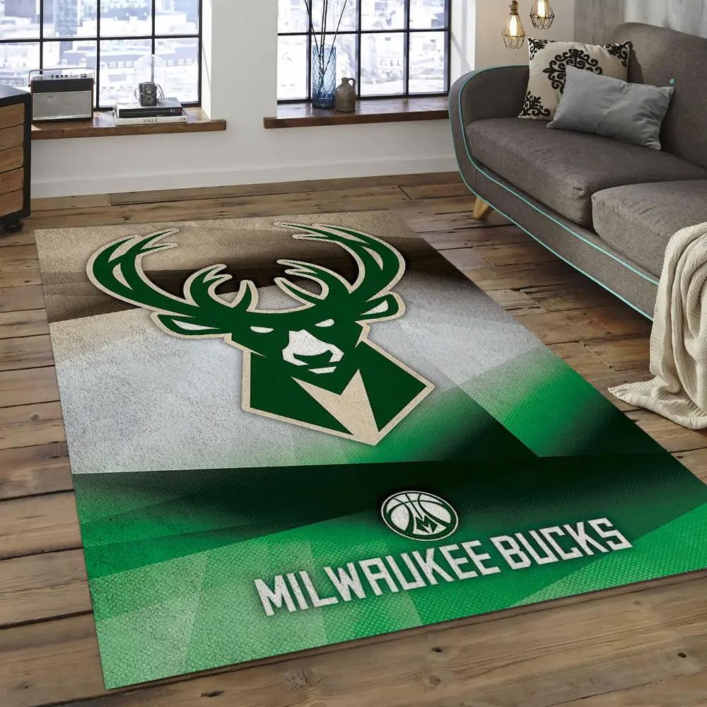 Nba milwaukee bucks basketball legend team logo rectangle area mbs09 Rectangle Rug