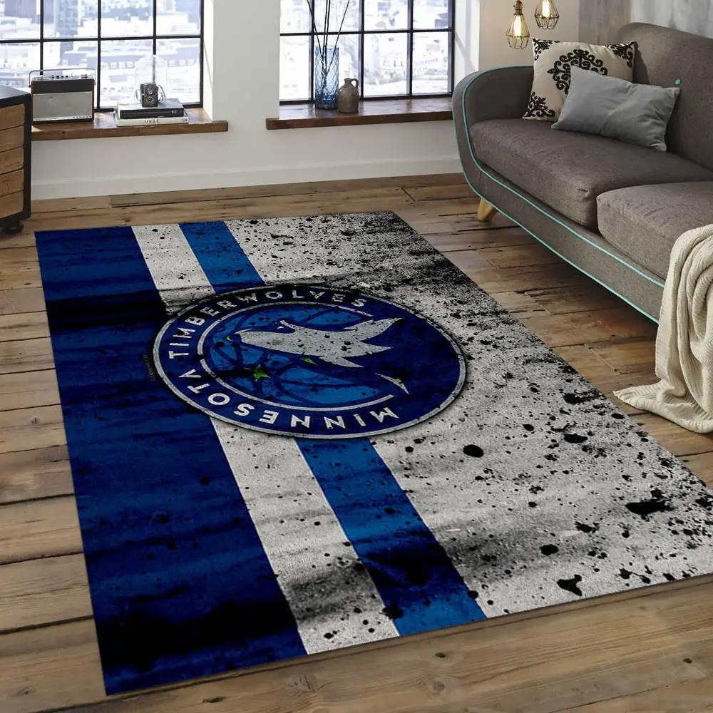 Nba minnesota timberwolves basketball legend team logo rectangle area mt21 Rectangle Rug