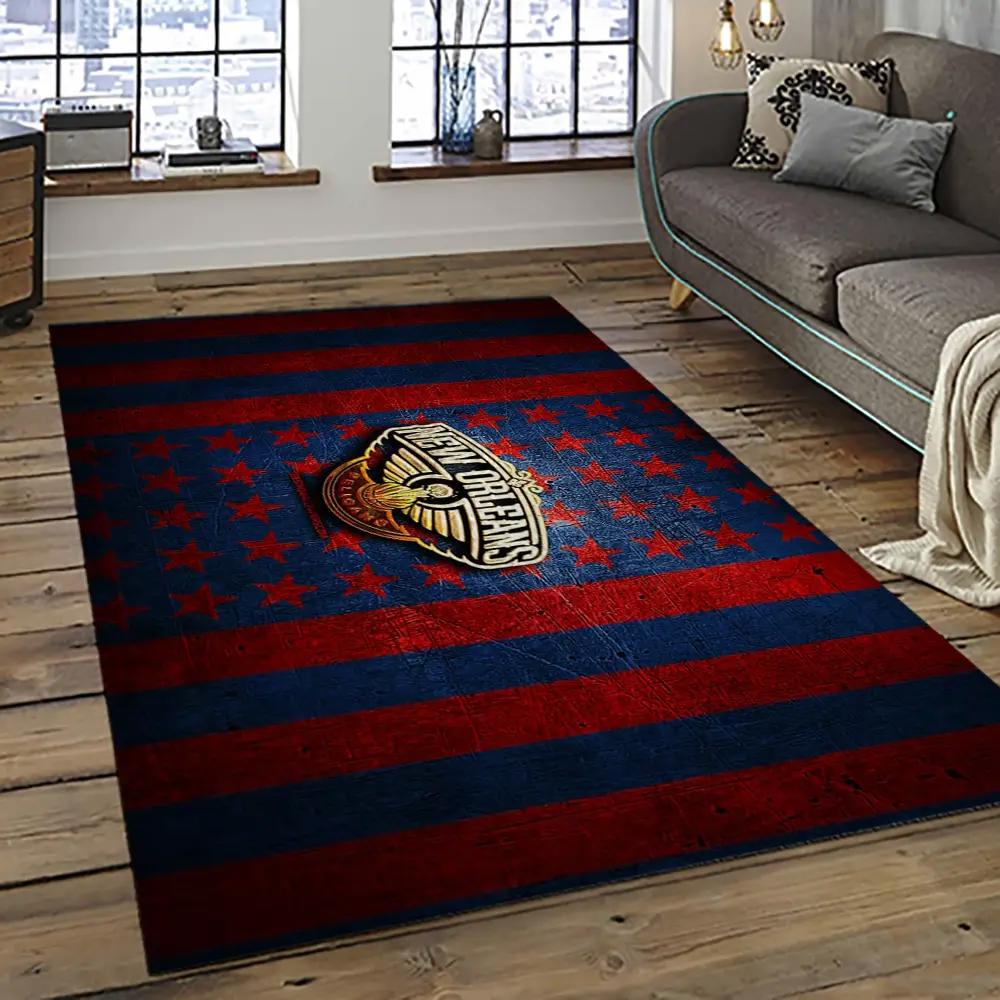Nba new orleans pelicans basketball team logo sport carpet rectangle area rug for living room nop41 Rectangle Rug