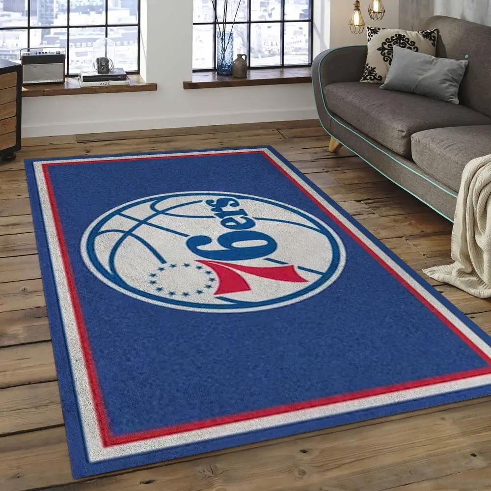 Nba philadelphia 76ers basketball legend team logo rectangle area p7604 Rectangle Rug