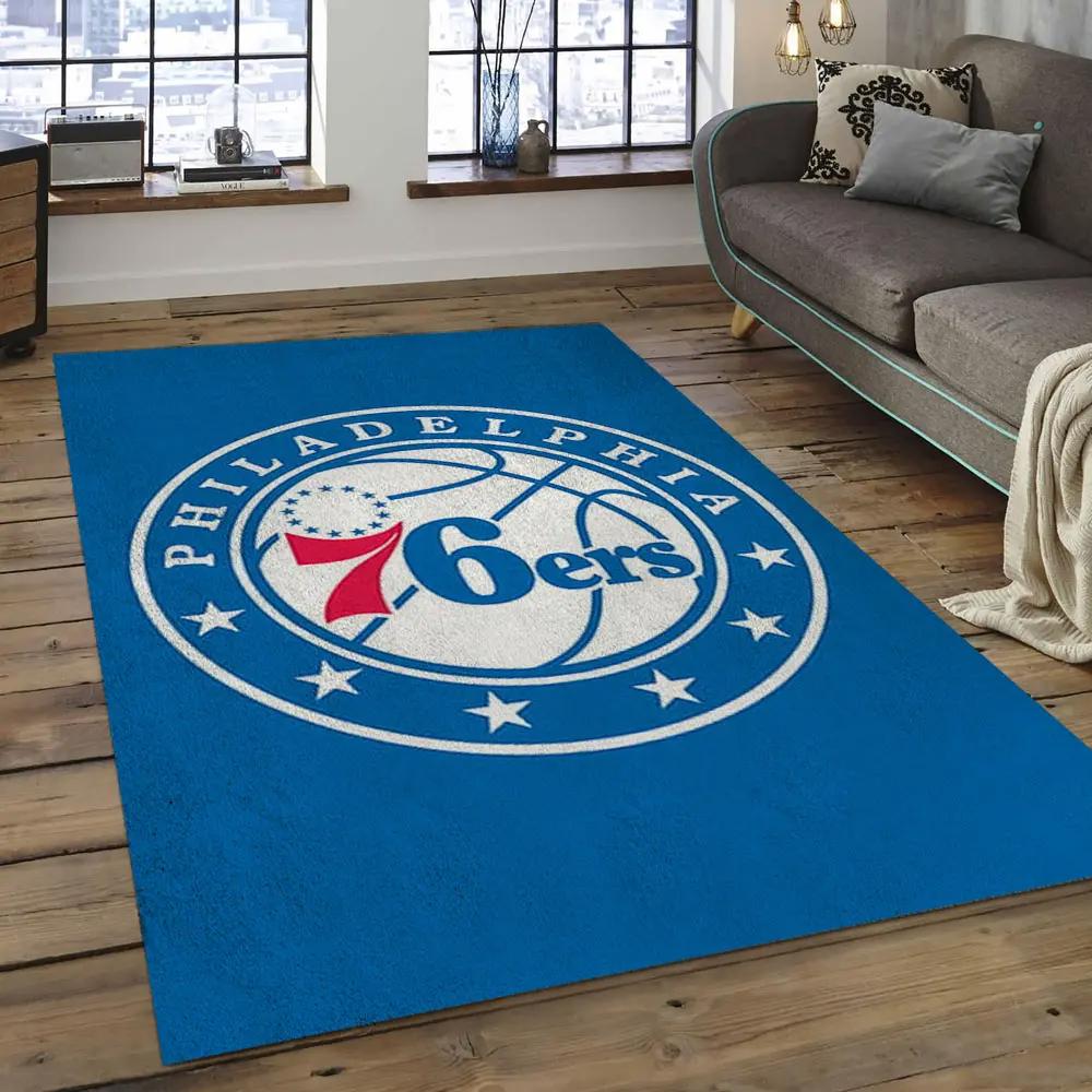 Nba philadelphia 76ers basketball legend team logo rectangle area p7613 Rectangle Rug