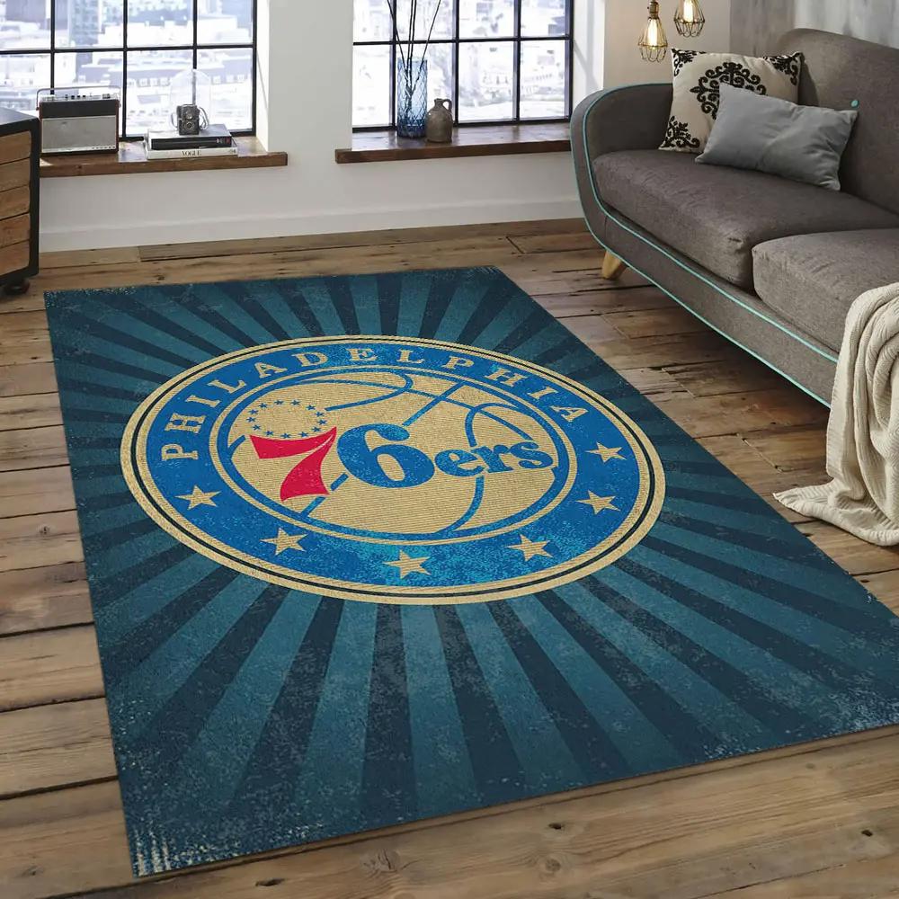 Nba philadelphia 76ers basketball legend team logo rectangle area p7652 Rectangle Rug