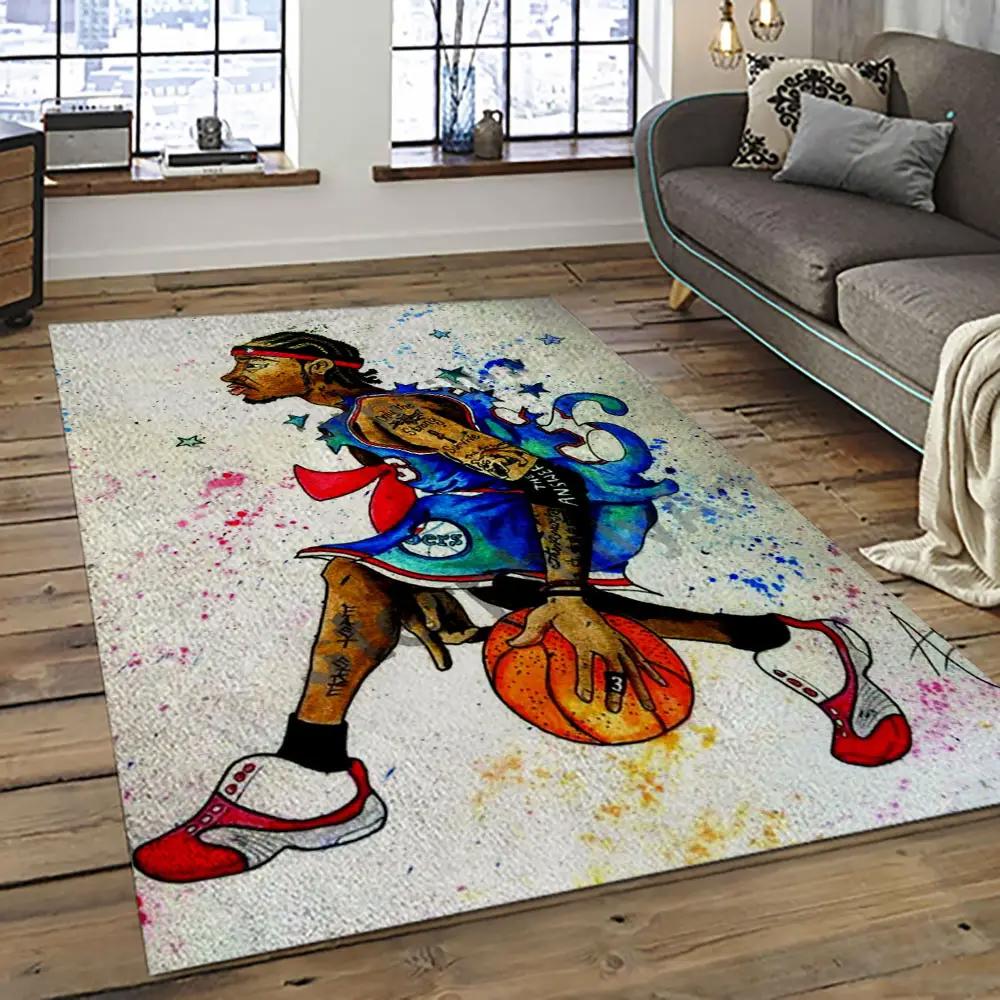 Nba philadelphia 76ers basketball team logo sport carpet area rug home decor best gift for friends p7671 Rectangle Rug