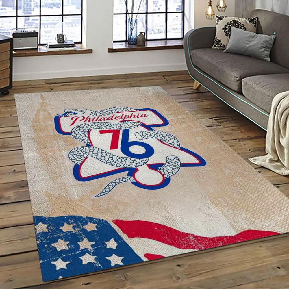 Nba philadelphia 76ers basketball team logo sport carpet area rug home decor best gift for friends p7675 Rectangle Rug