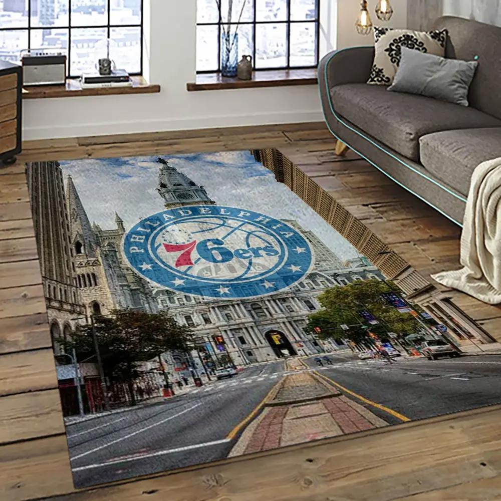 Nba philadelphia 76ers basketball team logo sport carpet area rug home decor best gift for friends p7678 Rectangle Rug