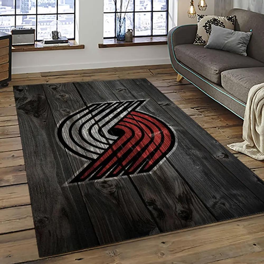 Nba portland trail blazers basketball team logo sport carpet rectangle area rug for living room ptb15 Rectangle Rug
