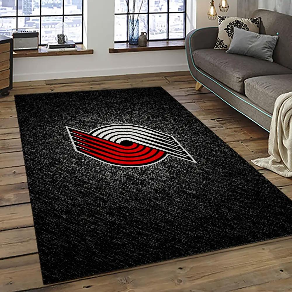Nba portland trail blazers basketball team logo sport carpet rectangle area rug for living room ptb7 Rectangle Rug