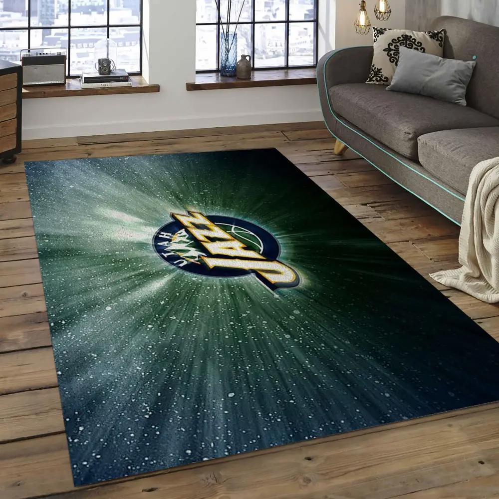 Nba utah jazz basketball legend team logo rectangle area uj12 Rectangle Rug