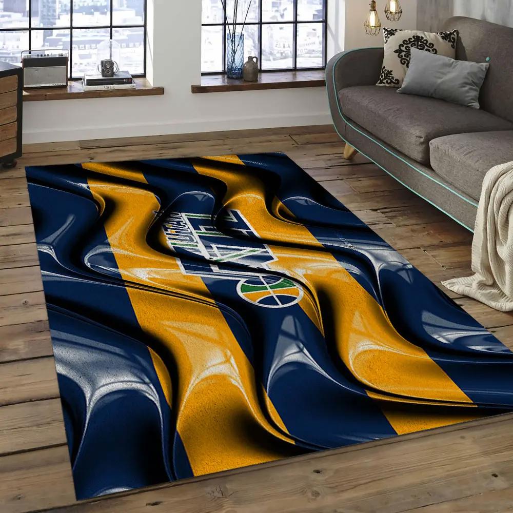 Nba utah jazz basketball legend team logo rectangle area uj13 Rectangle Rug