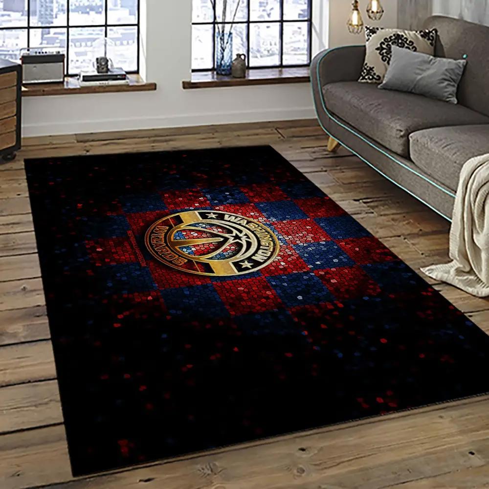 Nba washington wizards basketball team logo sport carpet rectangle area rug for living room wsw17 Rectangle Rug