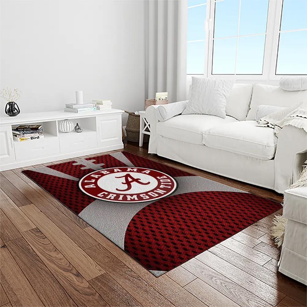 Ncaa alabama crimson tide college sport basketball and foolball team logo rectangle area rug act41 Rectangle Rug