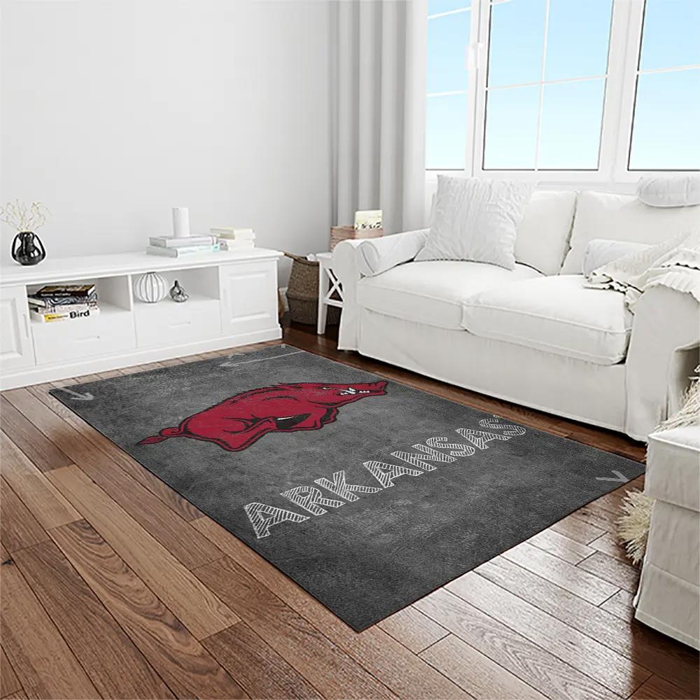Ncaa arkansas razorbacks college sport basketball and foolball team logo rectangle area rug ar41 Rectangle Rug