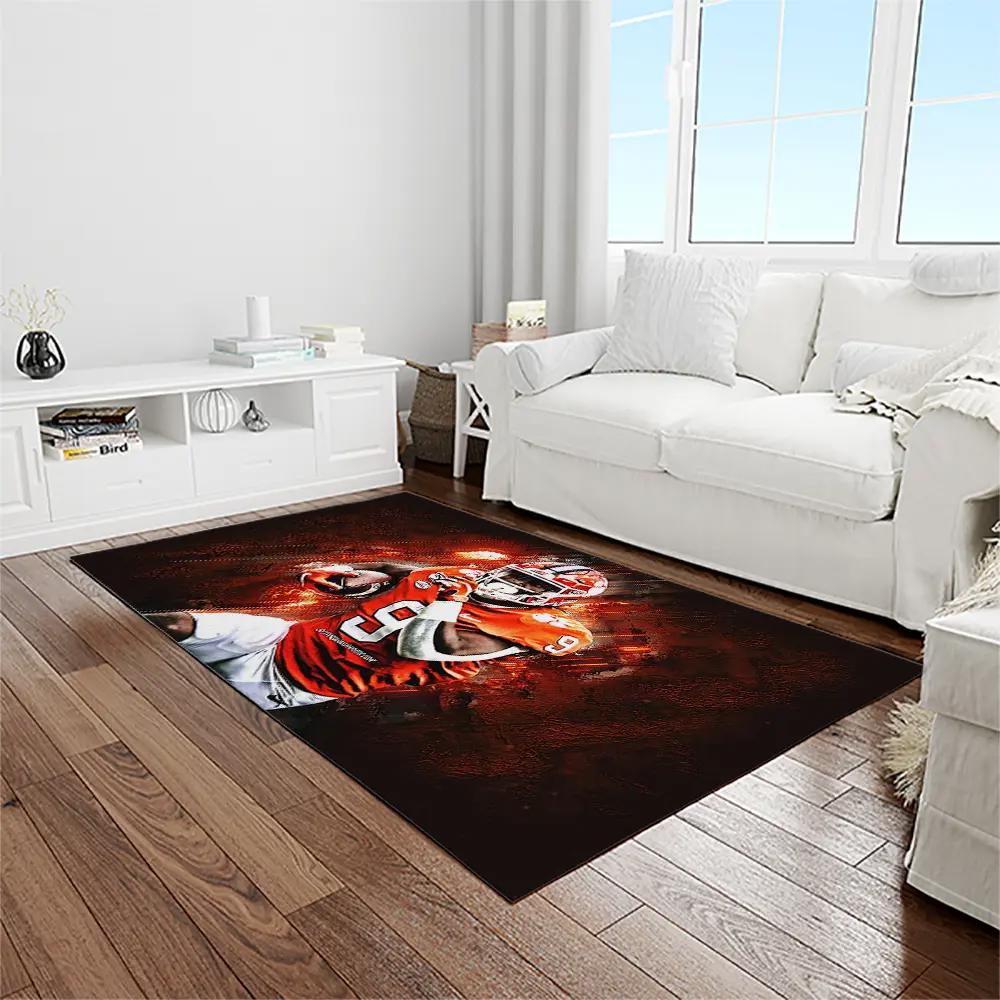 Ncaa clemson tigers college sport basketball and foolball team logo rectangle area rug ct34 Rectangle Rug