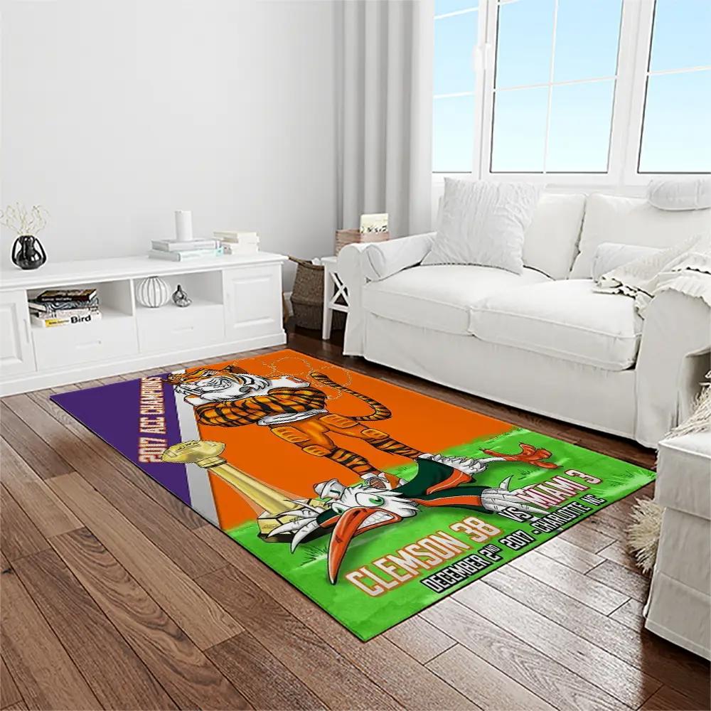 Ncaa clemson tigers college sport basketball and foolball team logo rectangle area rug ct71 Rectangle Rug
