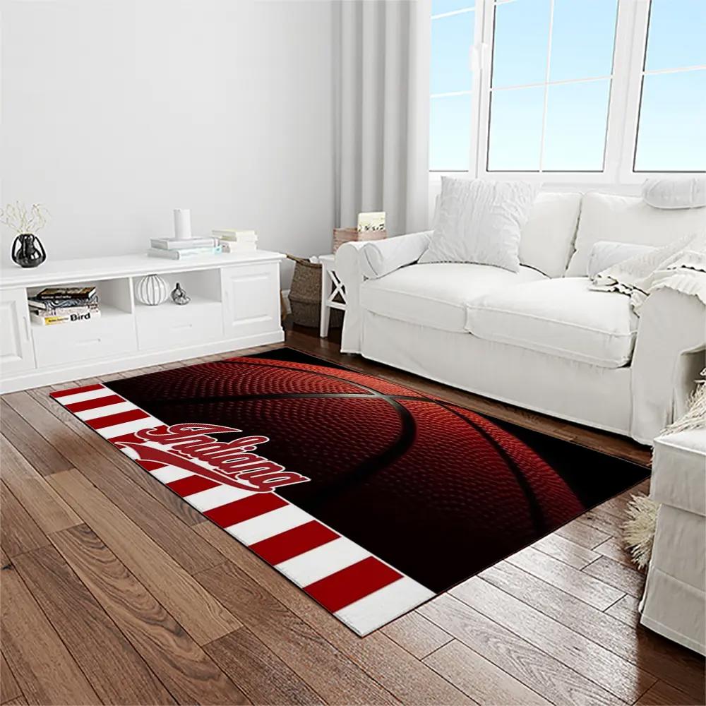Ncaa indiana hoosiers college sport basketball and foolball team logo rectangle area rug ihs05 Rectangle Rug