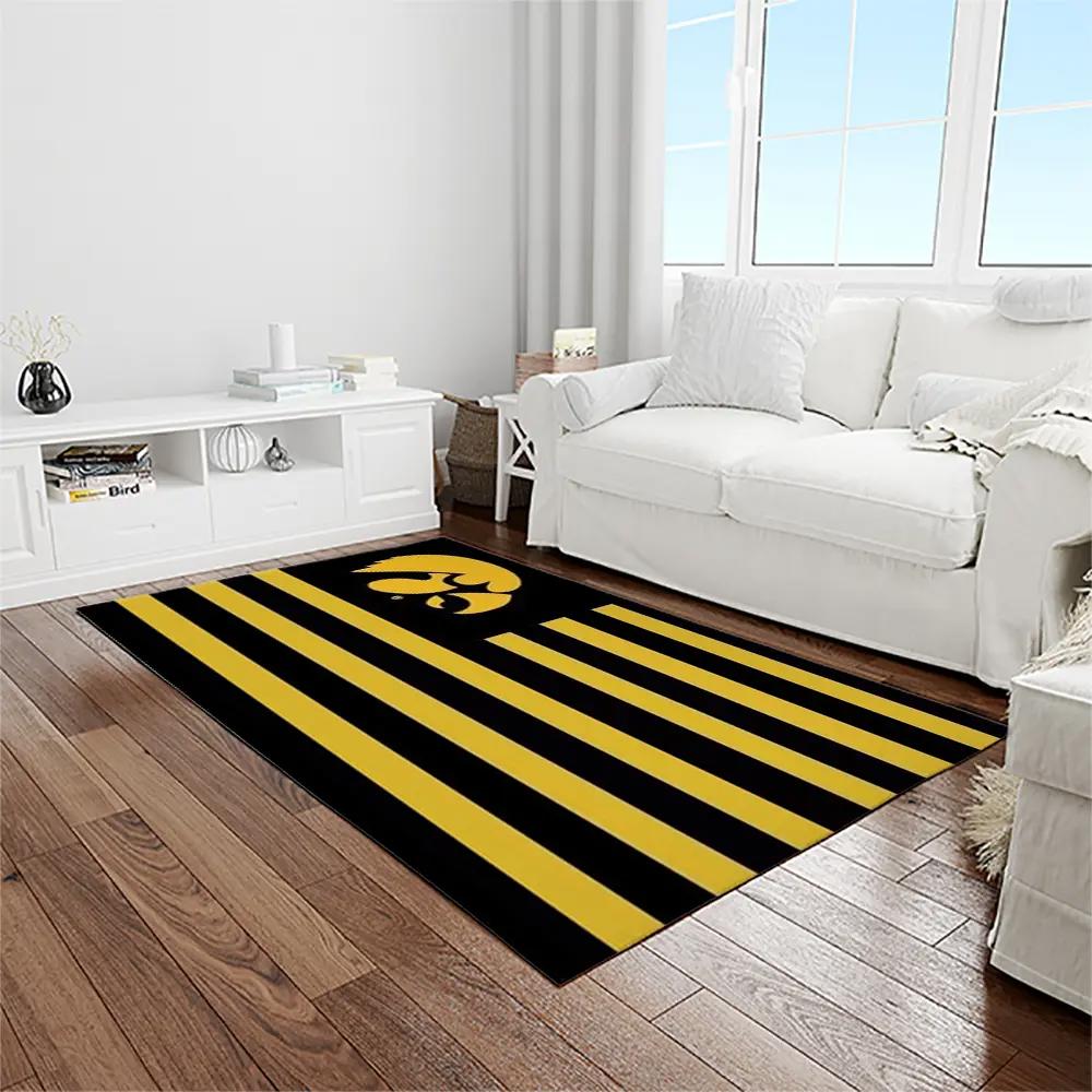 Ncaa iowa hawkeyes college sport basketball and foolball team logo rectangle area rug iwh14 Rectangle Rug