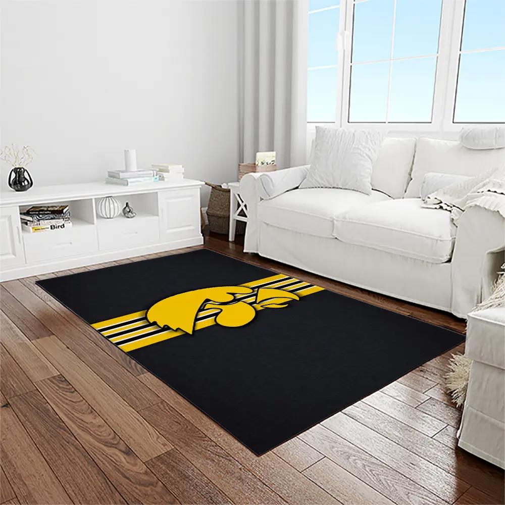 Ncaa iowa hawkeyes college sport basketball and foolball team logo rectangle area rug iwh30 Rectangle Rug